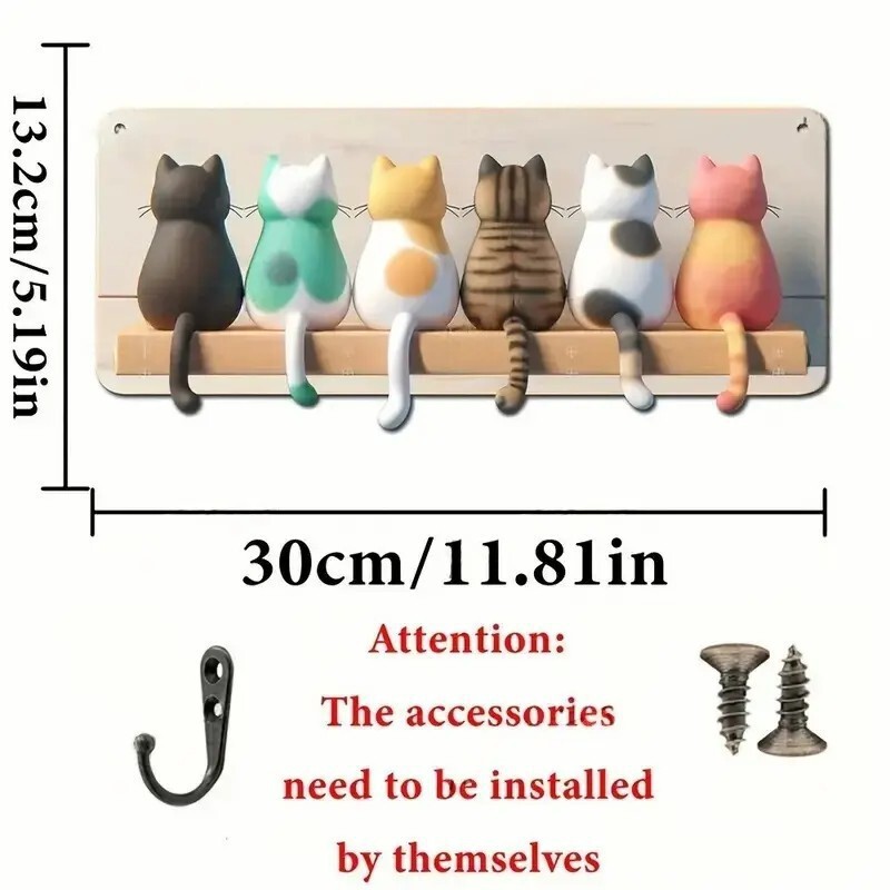 新着カラフルな木製キャビンキーハンガーフラットグラフィックデザインリビングルームの装飾木製置物キーハンガー|undefined