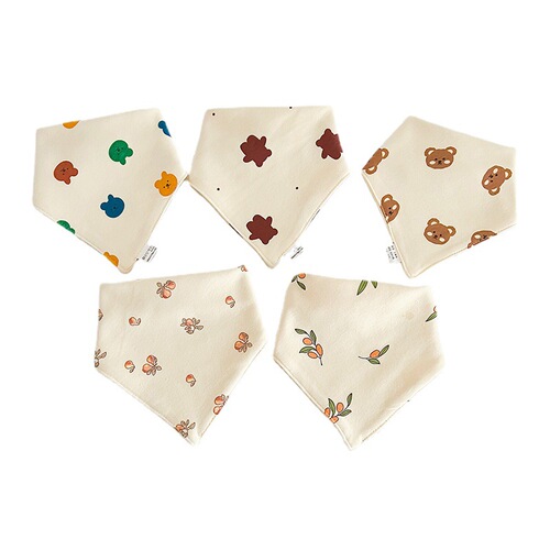 ins Korean version of the new baby triangle towel baby saliva towel children's bib combination 5-pack cotton soft bib