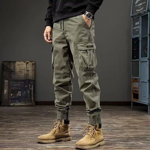 2025 Spring and Autumn Retro Work Pants for Men, Loose Straight Leg, Trendy Brand with Large Pockets, Casual Long Pants, Wide Leg Tuck-in Pants