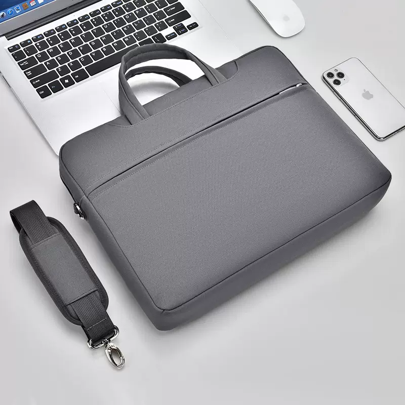 新款18寸大容量电脑包男女外出通勤手提文件包纯色简约商务公文包