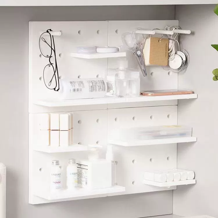 Pegboard Wall Organizer Panel, Desktop & Dorm Storage, White, 27.6×26.2×4.6 cm