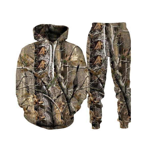 Pantaloni con cappuccio da uomo da campeggio da pesca stampati in 3D, set casual_voghion.com