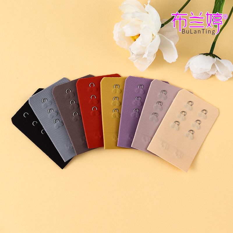 Seamless three-row two-button one-piece extended bra back buckle stainless steel buckle nylon underwear adjustable bra buckle