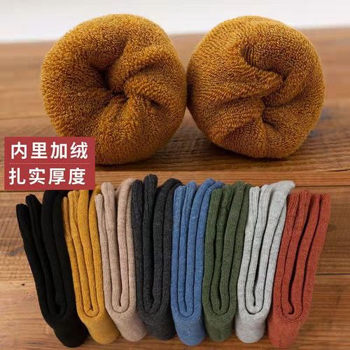Children's crew sock winter and autumn long wool sock with thick and fluffy terry socks, wholesale warm floor warming towel socks