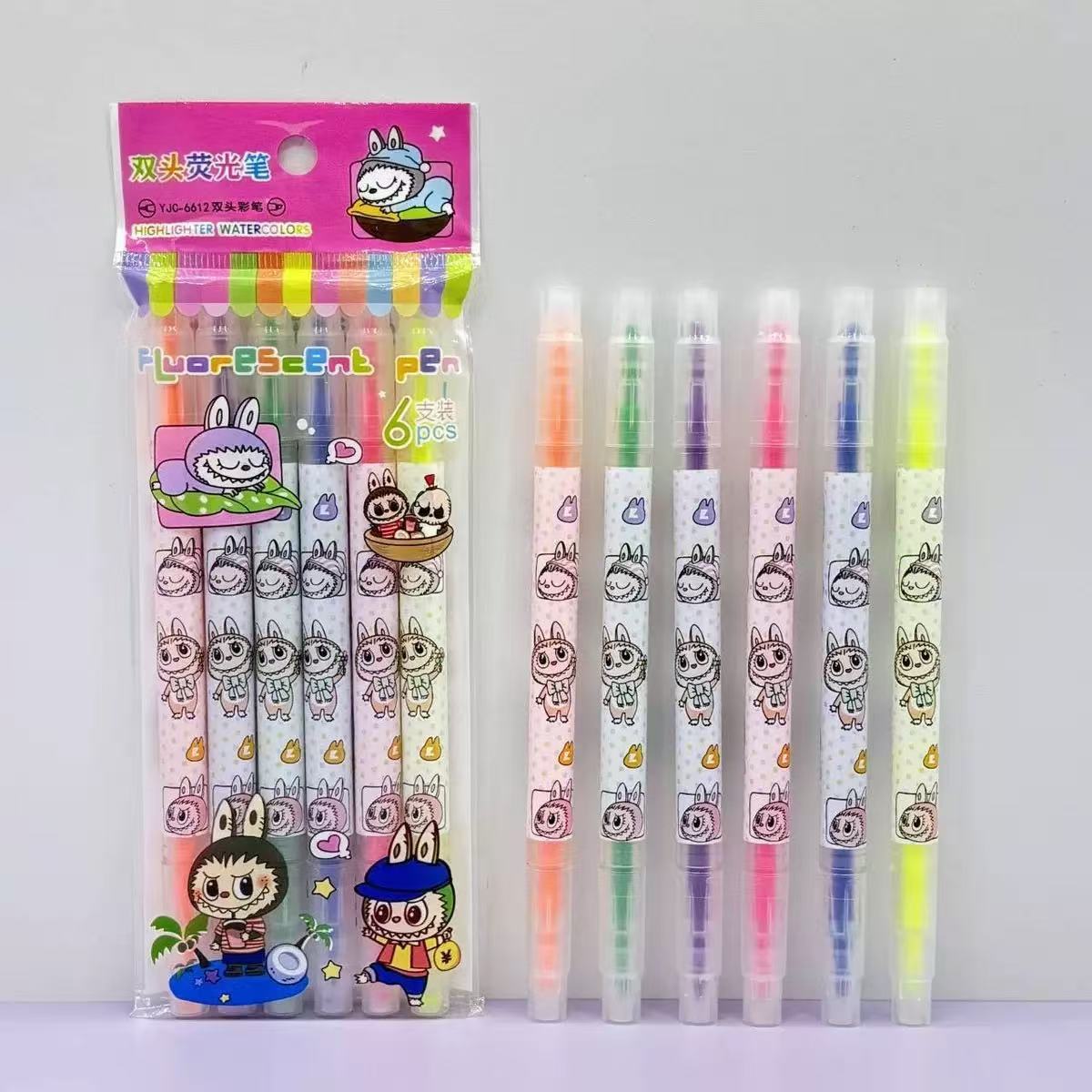Kolomi doble cabeza 6 bolígrafo marcador adorable Sanliou bolígrafo de señalización de los estudiantes
