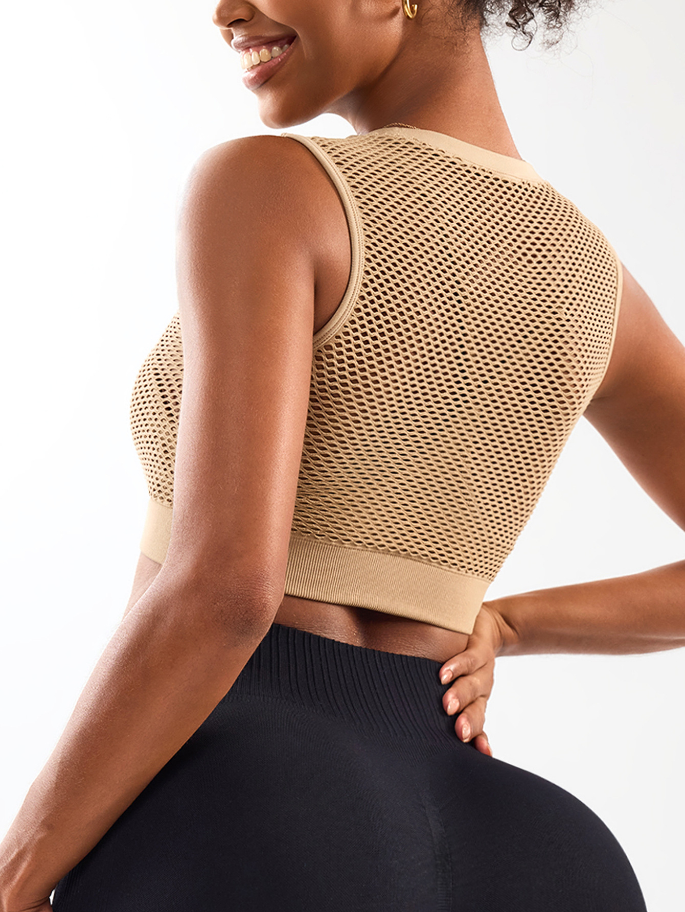 Chaleco de yoga deportivo de dos piezas falso transpirable de malla, sujetador de yoga de secado rápido para mujeres, top deportivo de fitness para correr