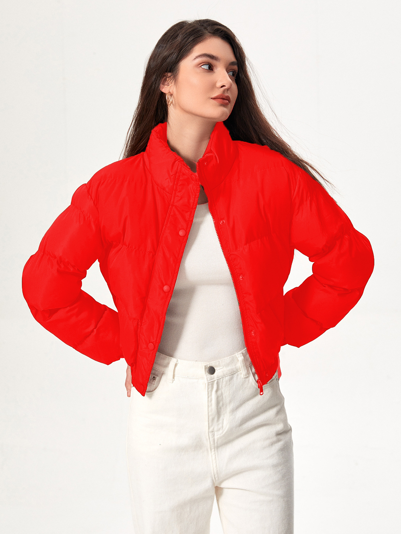Chaqueta corta acolchada para mujer, estilo elegante y ligero
