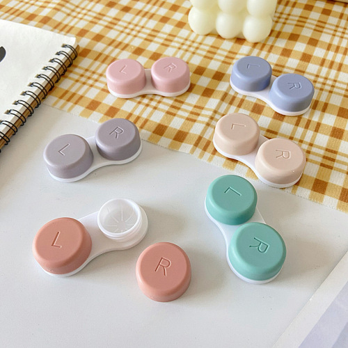 Korean ins simple candy color portable contact lens case, contact lens companion box, storage and care double box