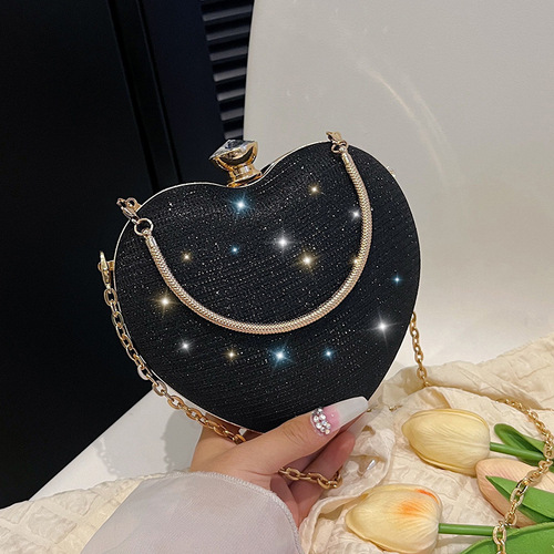 Bags Women's Dinner Bag Banquet Bag Love Rhinestone Niche Design Chain Diamond Shoulder Handbag Crossbody Bag