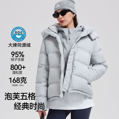 lulu羽绒服女泡芙五格保暖外套防风拒水夹克加厚连帽宽松上衣冬季
