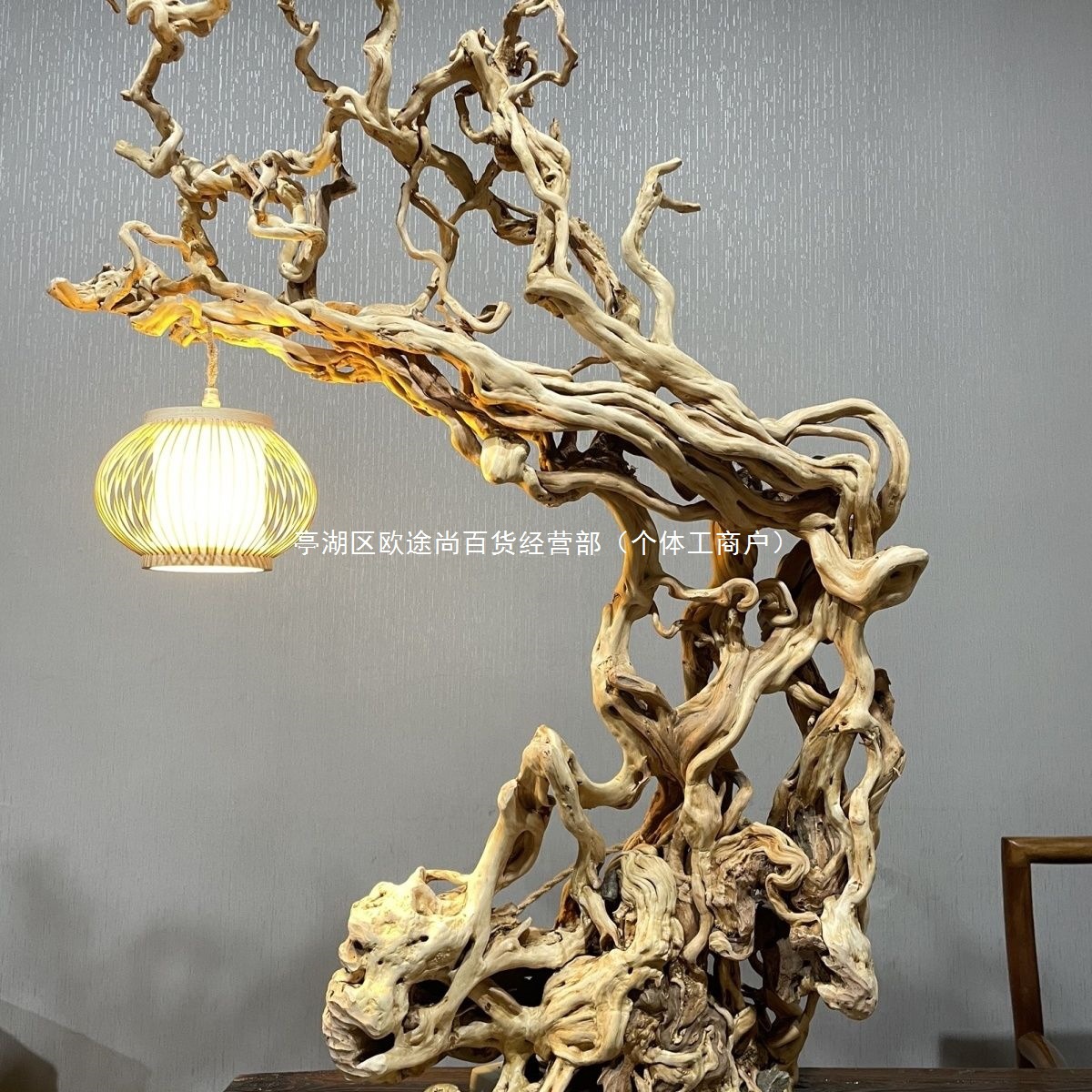 杜鹃根笔架灯架摆件书房客厅风化木根雕手工装饰轻奢新中式生日