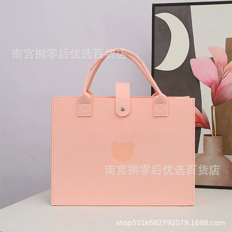 Handheld organizer tote bag, thickened construction, bear motif, sizes 20×15×9–40×30×13 cm
