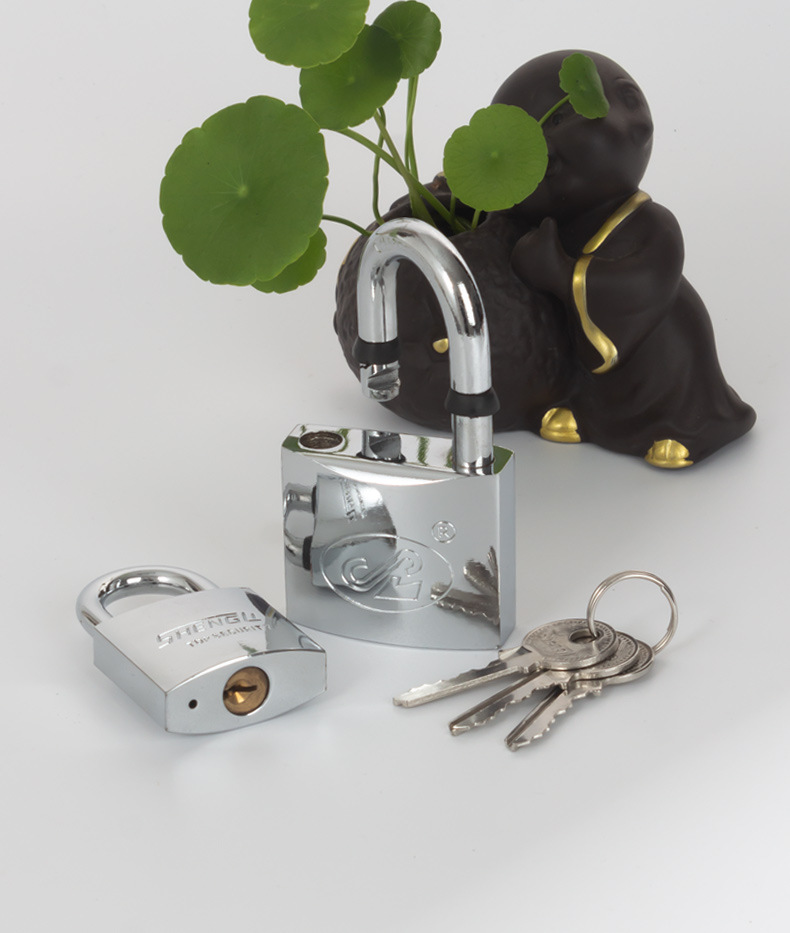 Factory customized single-line arc-shaped chrome-plated iron padlock, copper core padlock, foreign trade order padlock customization, packaging customization pic 4