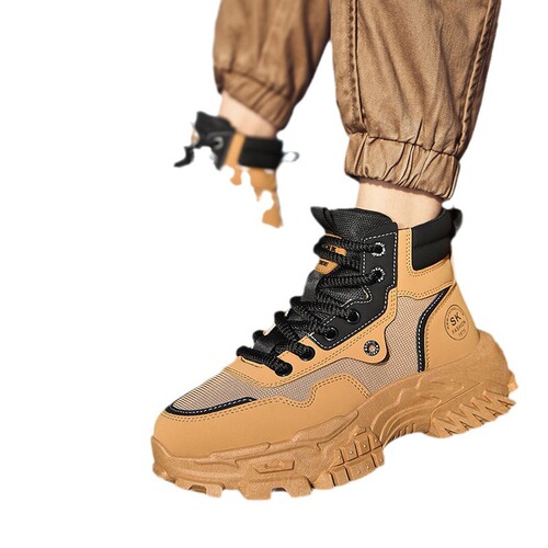 Martin Boots for Men - Spring Breathable High-Top British Style Retro Work Boots for Outdoor Hiking, Desert Combat, and Yellow Large Boots