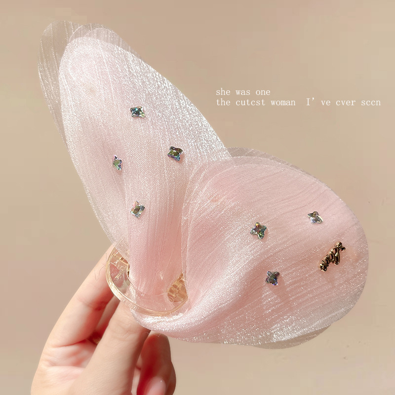 5#Gentle pink butterfly diamond - bottom clip 13cm - butterfly 15cm