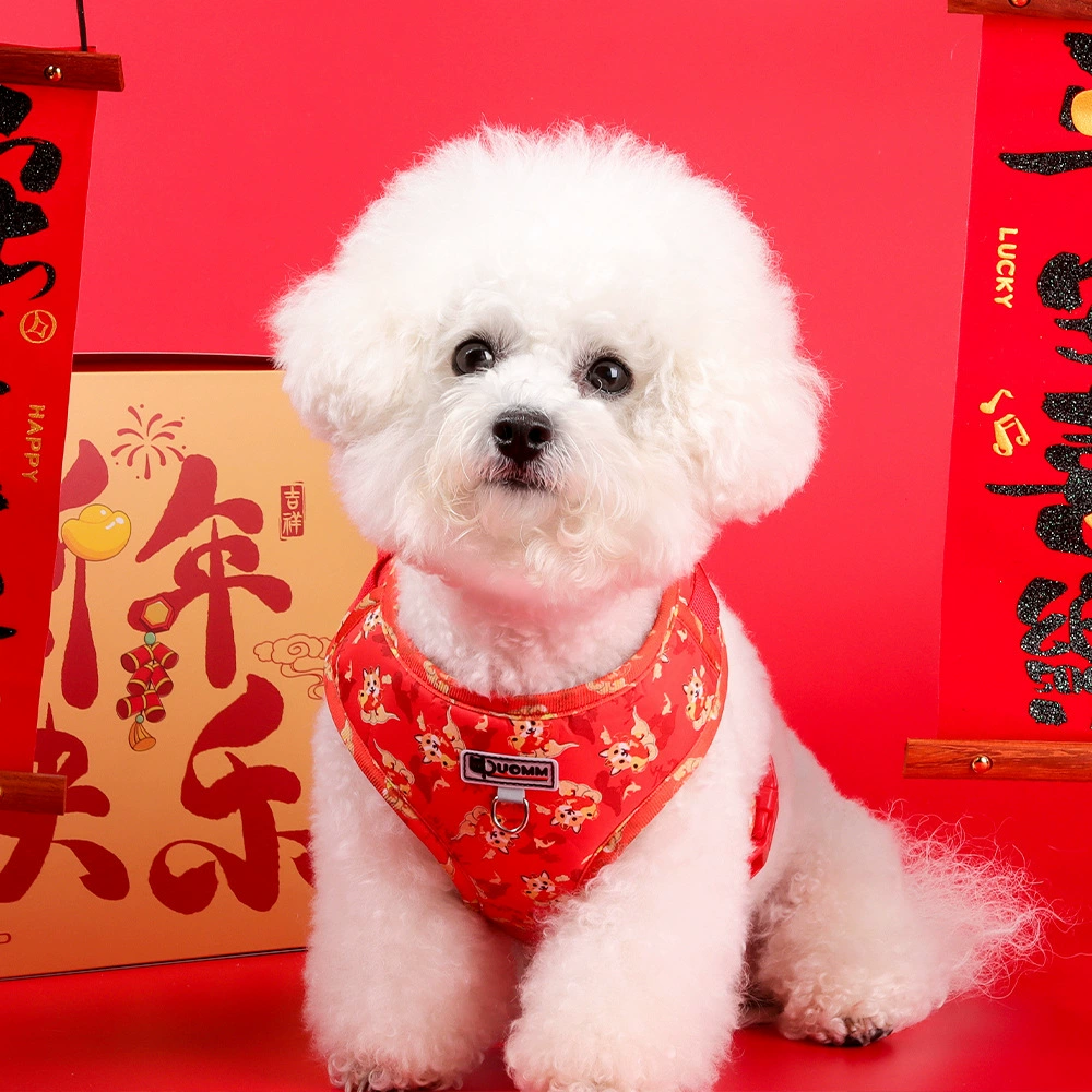 Собачий буксирный поводок Новый год большой красный пояс для домашних животных