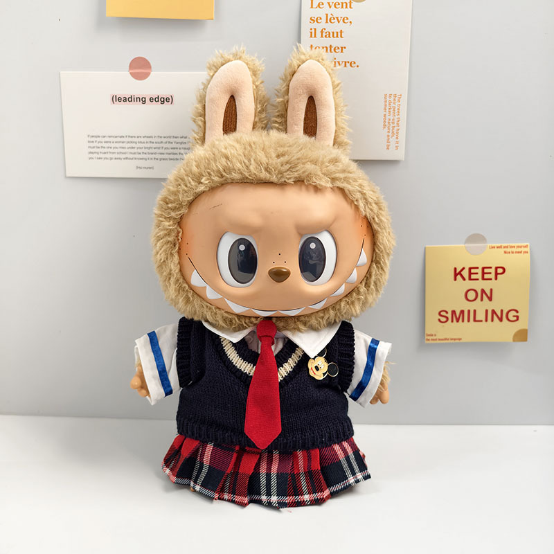 Ropa de muñeca de peluche de vinilo Labubu de 38cm para ropa de muñeca La Bu Time to Chill