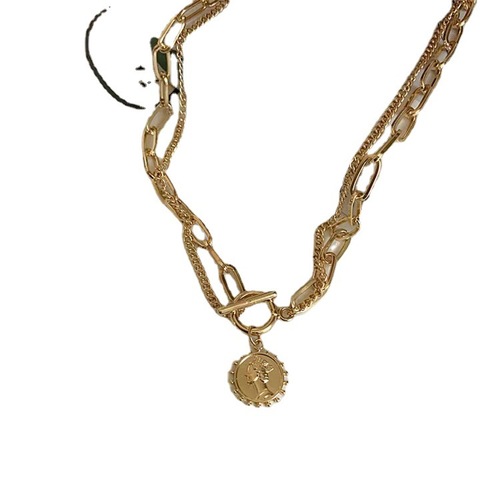 European and American temperament double-layer minimalist necklace, new personalized beauty head TO clasp collarbone lady necklace accessories wholesale