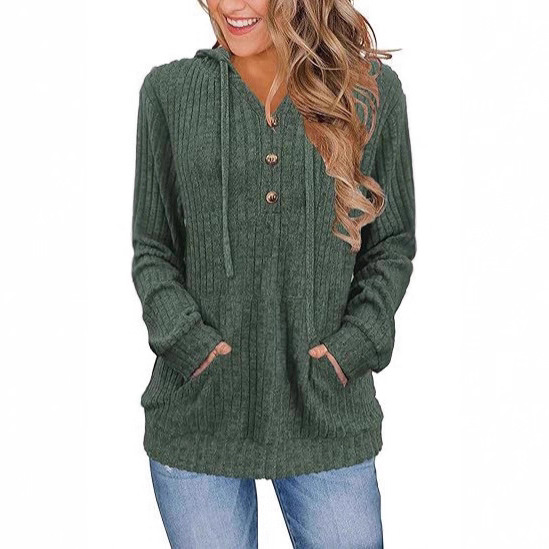 Sweat à capuche uni à manches longues, pull rayé brossé, haut ample, décontracté et tendance pour femme, idéal pour l'automne et la Saint-Valentin._voghion.com