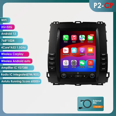 Suitable for 02-09 Toyota Prado/ Lexus Gx470 Vertical Screen Android Smart Car Navigation Gps (DVD Navigation) - wifi-version-quad-core-232g-with-carplay-97inch-suitable-for-02-09-toyota-prado-lexus-gx470
