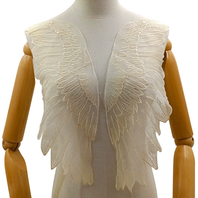 Embroidered Wing Lace Applique (Euogen), Water-Soluble Net Base, DIY Feathers — Multi Colors