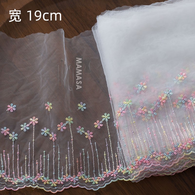 Dopamina sueño bordado de color hilo de malla encaje DIY hecha a mano lolita ropa tela accesorios para el cabello al por mayor