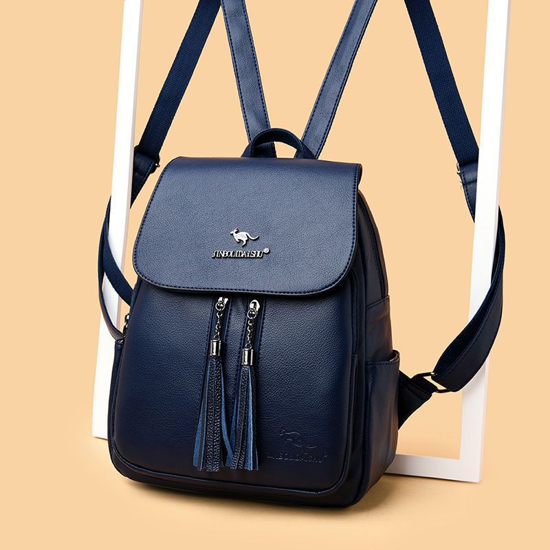 真皮双肩包女2025新款时尚休闲背包韩版软皮大容量旅行包正品女包