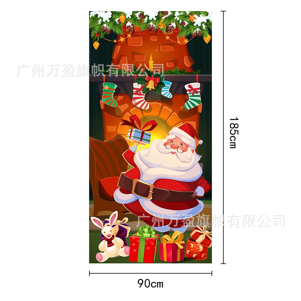 2025 nuevos productos de navidad cortina de bandera Santa Claus para ver la hoja de regalo decoración de tela colgante Bandera de bienvenida de Navidad