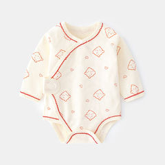 Baby's burp cloth spring and autumn baby triangle one-piece shirt pure cotton newborn long-sleeved printed body suit without bone crawling suit
