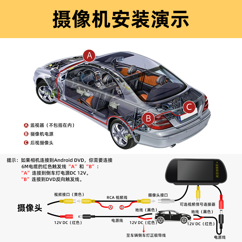 Suitable for Audi A6L 11/12 Q7/A3 handle camera reversing car wide-angle HD monitoring image