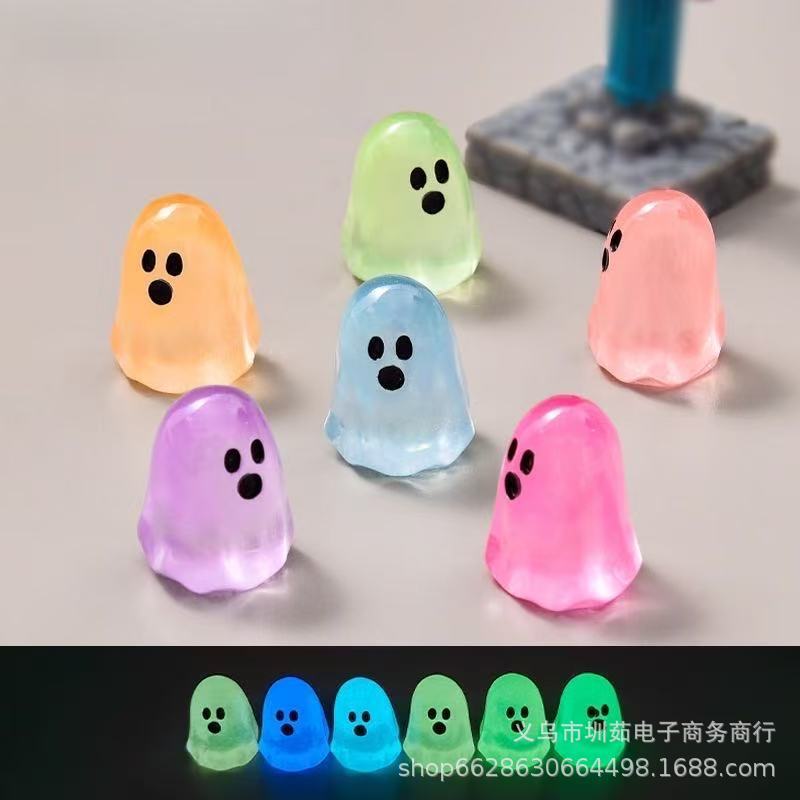 跨境批发夜光彩色小幽灵萌粒 万圣节diy盲袋装饰品配件桌面小摆件|undefined