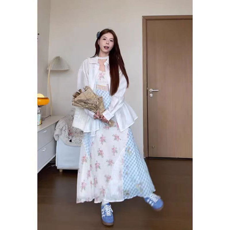 Áo sơ mi nữ dài tay ren nơ chống nắng kiểu Pháp — trắng chi tiết 3