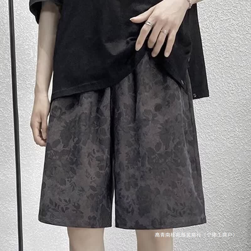 American Retro Dark Pattern Casual Shorts Men's Summer Trendy Brand Handsome Loose Sports Basketball Five-Point Pants