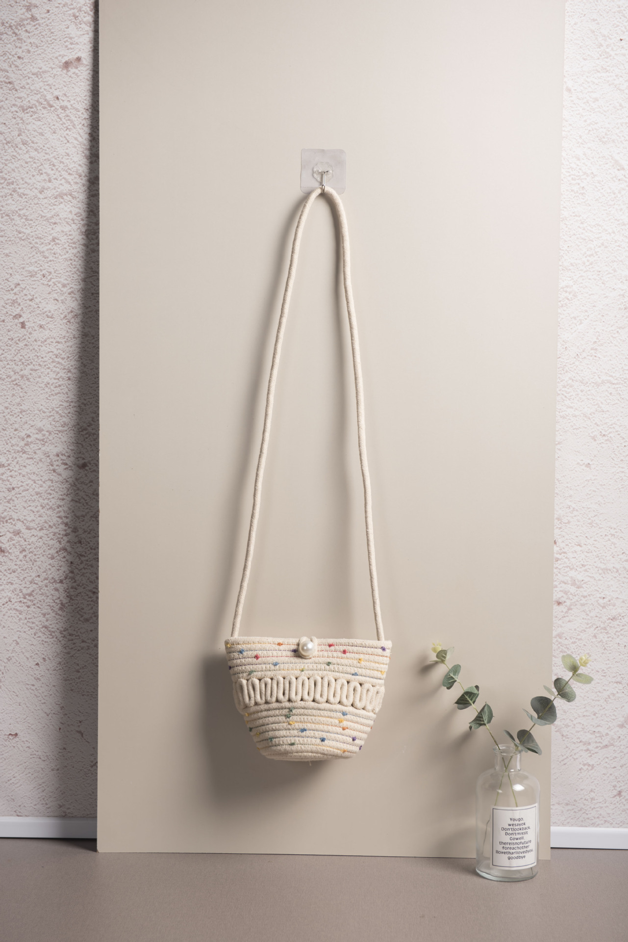 Bolsa de algodón de paja de verano, bolsa de hombro simple, bolsa de celosía de tela de tela retro creativa, bolsa para móviles, bolsa pequeña para mujeres