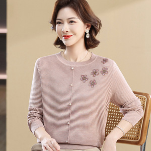 中秋节新款妈妈装夏装长袖T恤洋气中老年女衣服秋冬薄款针织毛衣,女装针织衫/毛衣,妃慕昵服饰