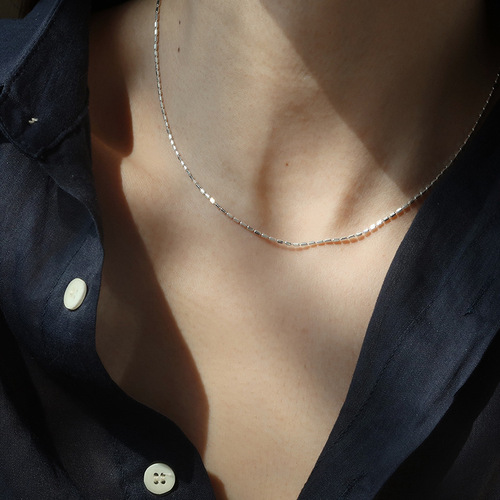 韩版s925银波光粼粼项链女轻奢小众裸链锁骨链简约气质冷淡风颈链