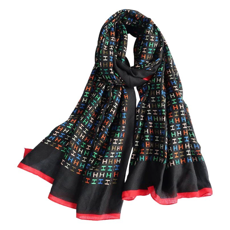 2023 Взрывы Южная Корея Тондэмун хлопковый и льняной шарф женский осенне-зимний Новый универсальный теплый модный шарф с буквами H