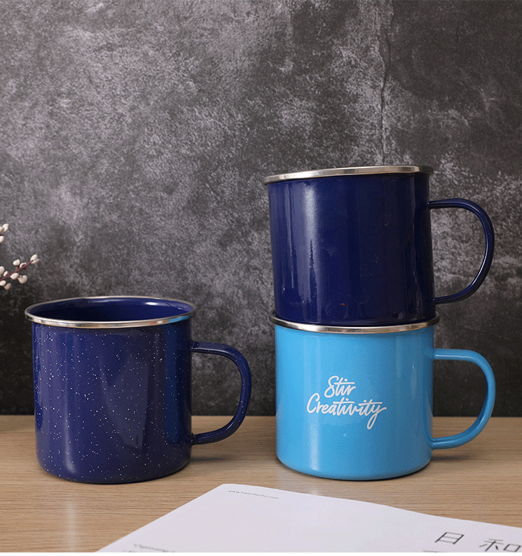 厂家直供搪瓷杯马克杯复古怀旧搪瓷杯马克杯老式茶缸带盖搪瓷茶缸