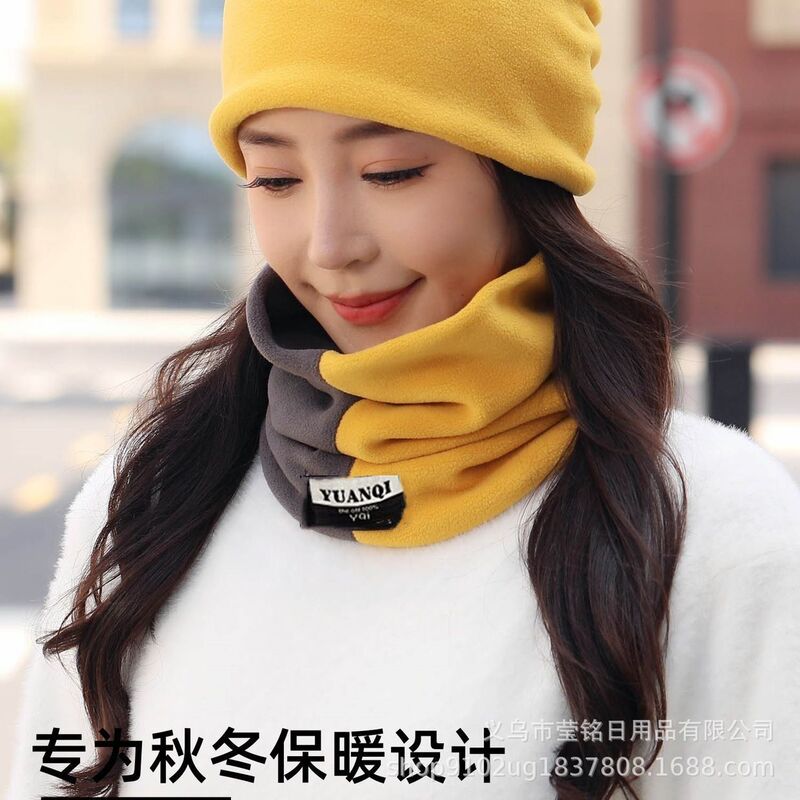 秋冬季保暖脖套奥利绒双层加厚时尚简约户外骑行男女拼色套头围脖|undefined