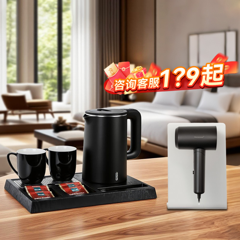 Honeyson pequeña capacidad hervidor eléctrico secador de pelo hotel apartamento habitación especial set de hervidor pequeño