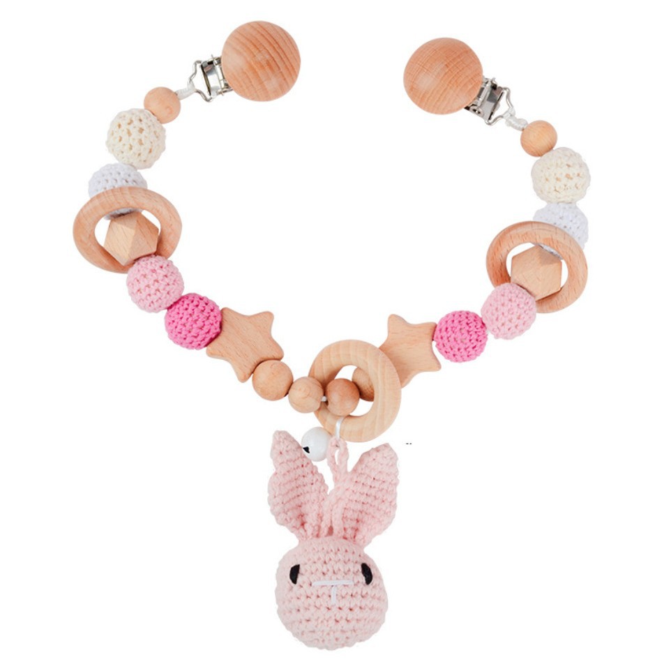 Bebé de punto muñeca animal lana ganchillo anti-caída cadena juguete cochecito puede roer colgante de ganchillo