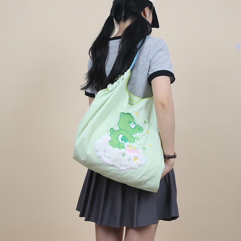 Authentic Carebears Cute Bear Large Capacity Dopamine Tote Bag Shoulder Bag Versatile Student Tote Bag