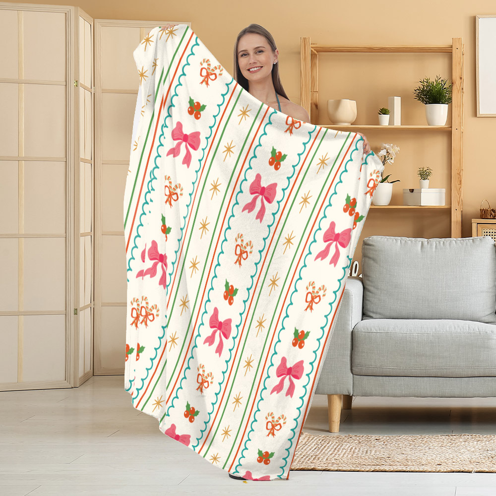 Manta de Franela Festiva con Estampado Navideño, Manta para Siesta, Manta para Aire Acondicionado, Manta Gruesa para Sofá, Manta para Dormitorio