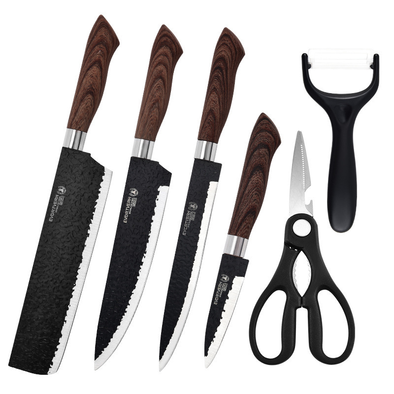 martillo de acero inoxidable forjado seis piezas conjunto de herramientas de pulverización de pintura conjunto de cubierta mango de herramientas de cocina domésticas en stock al por mayor