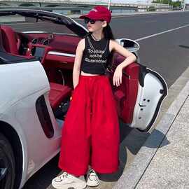 夏季女童装美式甜酷休闲山本裤批发新款夏装时髦薄款阔腿裤子时髦