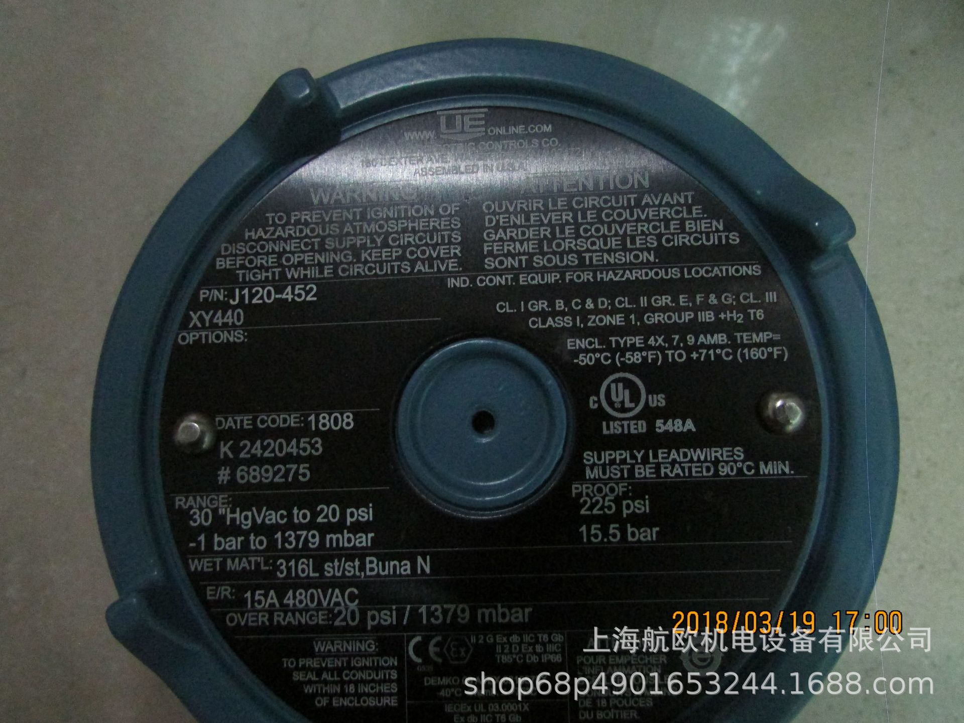 UNITED ELECTRIC开关J120-451，J120-452