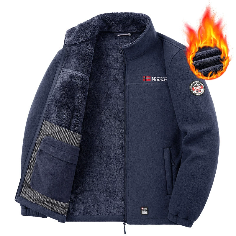 Мужская флисовая куртка со воротником-стойкой, флисовая куртка-софтшелл с подкладкой, осенне-зимняя куртка из полярного флиса и шерпы, утолщенная и теплая.