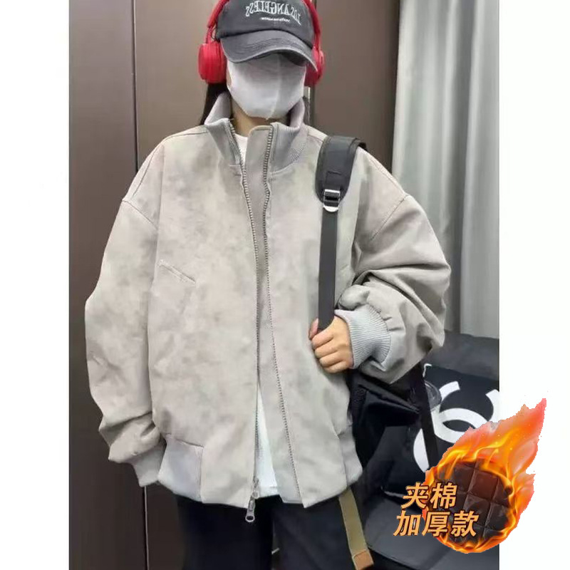 American Heavyweight Sports Jacket for Women and Men, Autumn and Winter Trendy Brand, Loose College Style Leather Jacket, Baseball Jacket, New Style