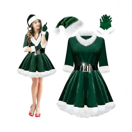 Female Santa Outfit Christmas Mrs. Claus Costume Women's 4-Piece Santa Claus Cos