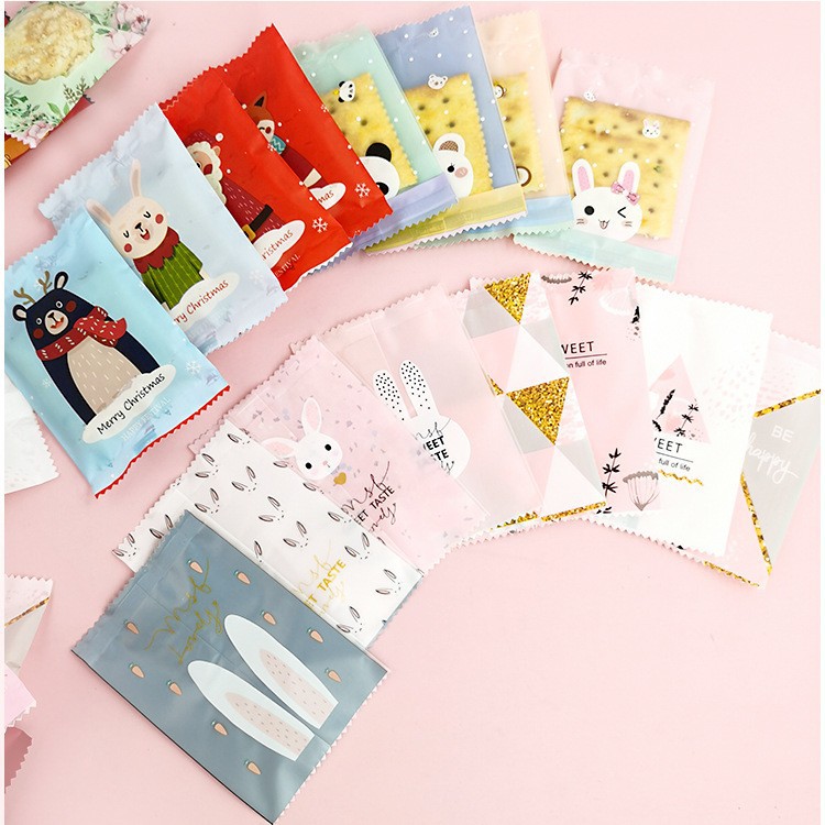 新款雪花酥包装袋100个装花茶袋牛扎饼干牛轧糖机封袋透明磨砂袋